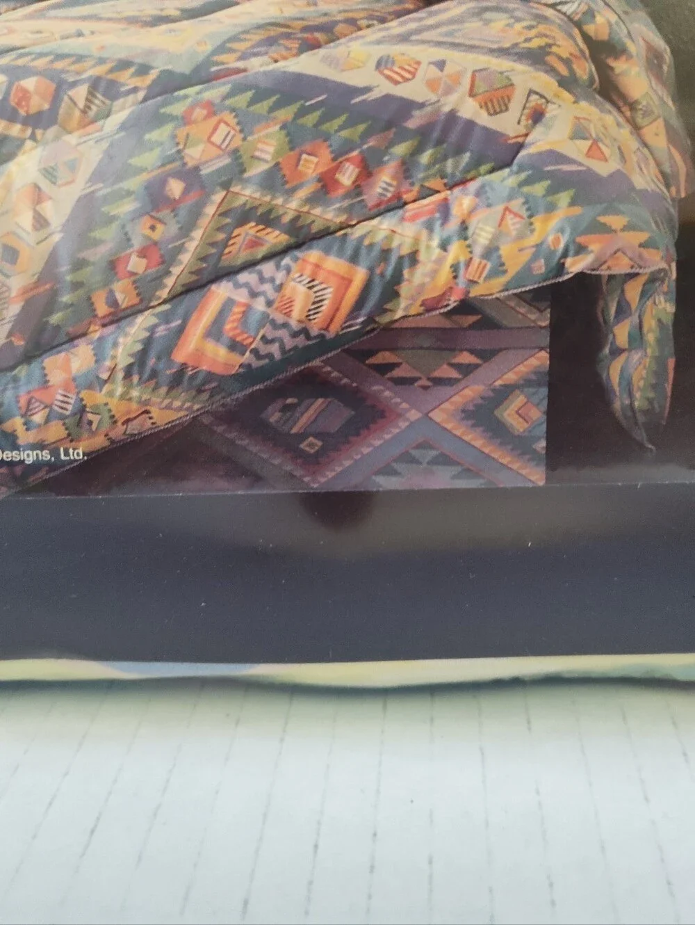 Vtg New 1991 Collier Campbell Lapis Lagoon Full Fitted Sheet Southwestern